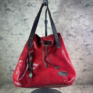 Marni bucket bag red snakeskin hobo satchel handbag